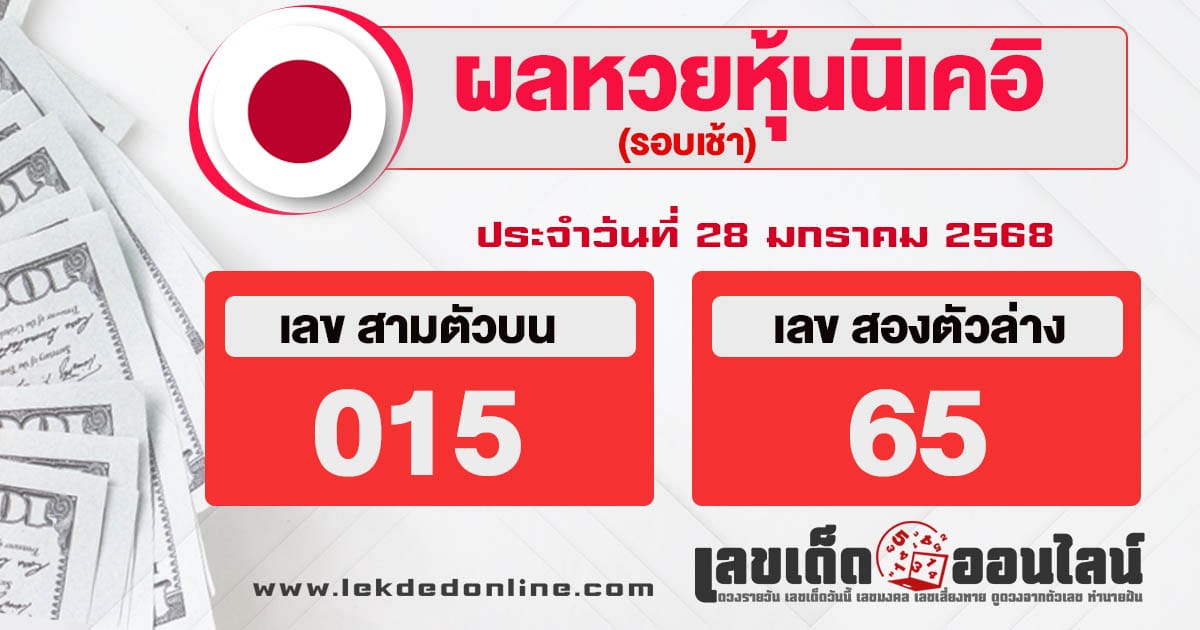 ผลหวยหุ้นนิเคอิเช้า 28/01/68-"Nikkei stock lottery results morning"