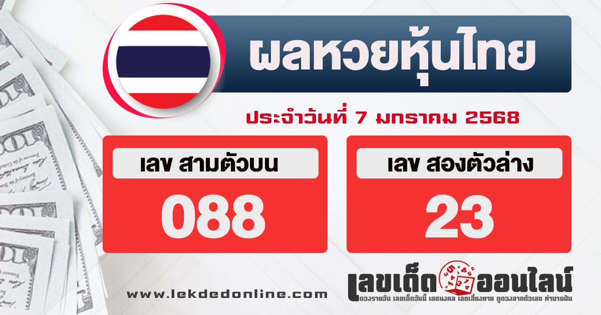 ผลหวยหุ้นไทย 7/01/68-''Thai stock lottery results 7/01/68''