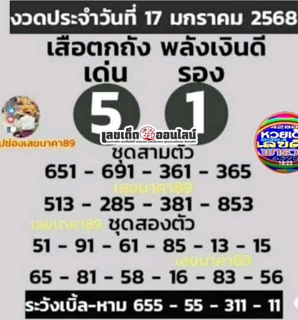 เลขเสือตกถัง 17 01 68-"Tiger's number falls into the bucket"