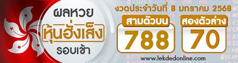 ผลหวยหุ้นฮั่งเส็งรอบเช้า 8/01/68-"hang-seng-lottery-results-morning"