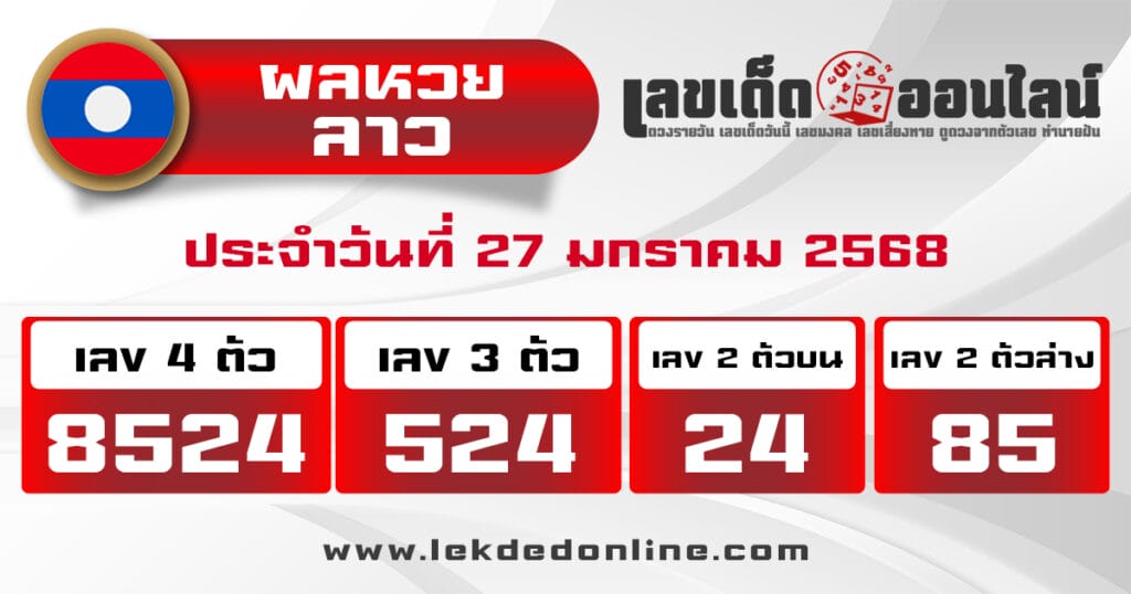 ผลหวยลาว 27/01/68 -"Check lottery numbers"