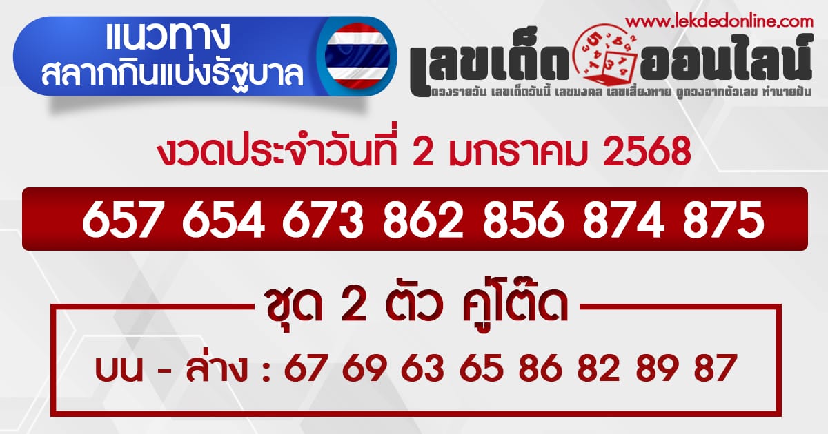 แนวทางหวยรัฐบาลไทย 2/1/68 - "thai-government -lottery-guidelines-2-1-68"