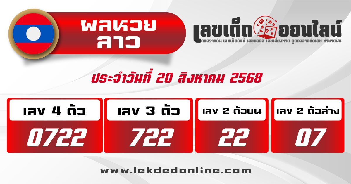 ผลหวยลาวล่าสุด 20/8/68