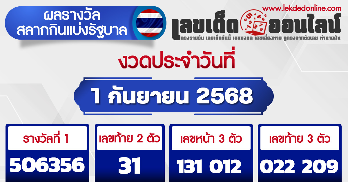 ตรวจหวย 1/9/68
