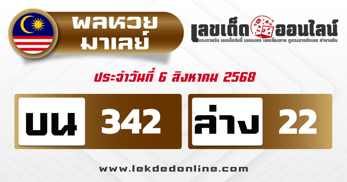 ผลหวยมาเลย์ 6/8/68