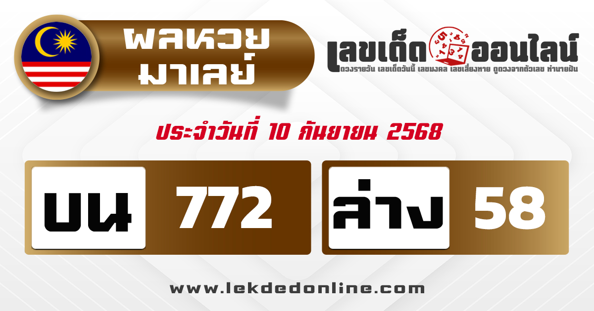 ผลหวยมาเลย์ 10/9/68