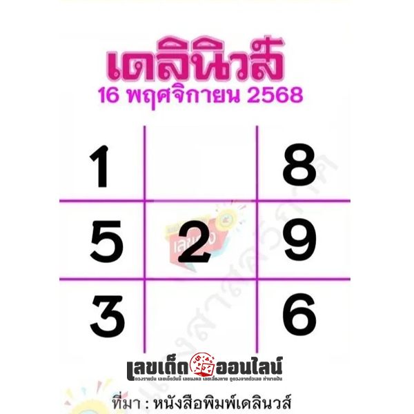 รูปภาพแนวทางหวยเดลินิวส์ 16 พ.ย.68 ของ lekdedonline