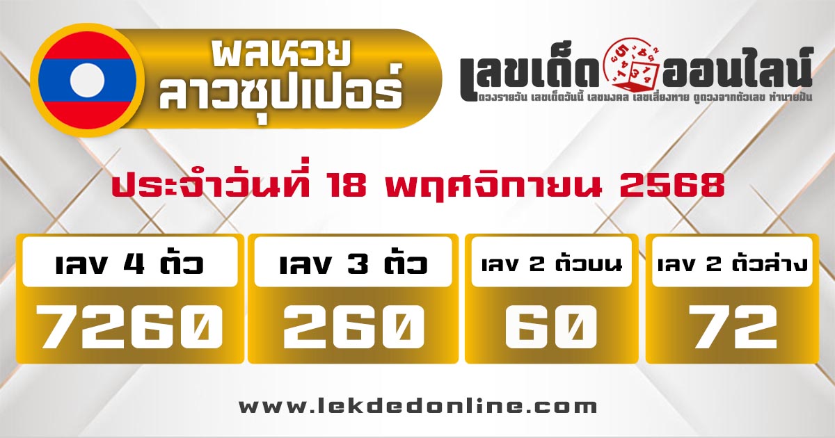 รูปภาพผลหวยลาวซุปเปอร์วันนี้ของ lekdedonline